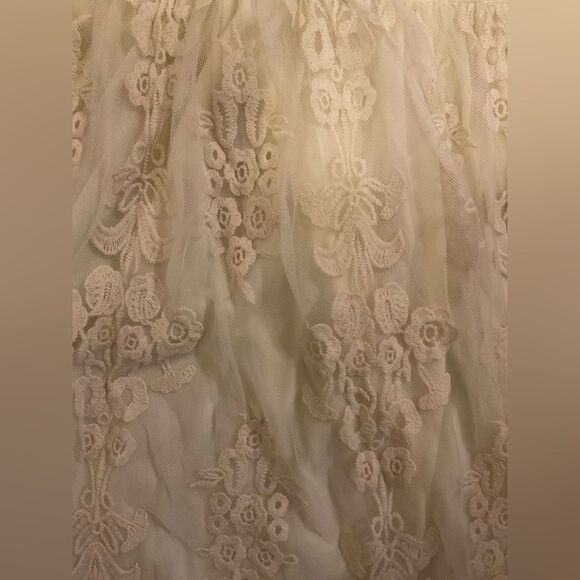 HIDDEN ALLEN Women's Ivory Embroidered Lace Short Sleeve Midi Dress Size Medium - Picture 11 of 15